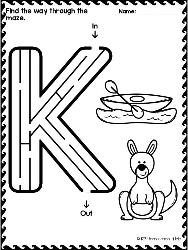 letter k maze