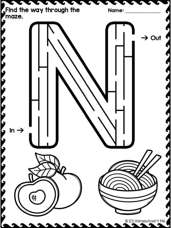 letter n maze