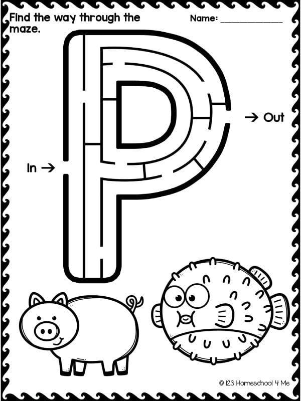 letter p maze