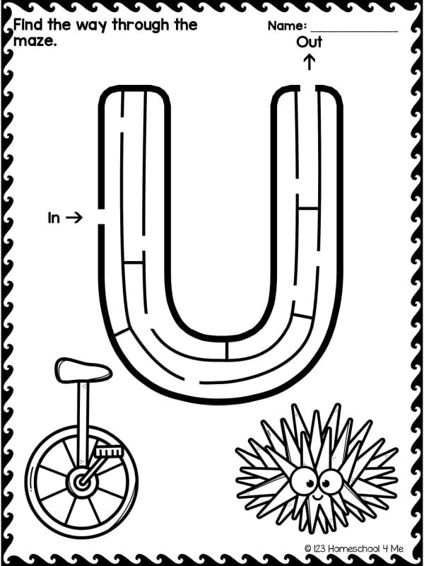 letter u maze