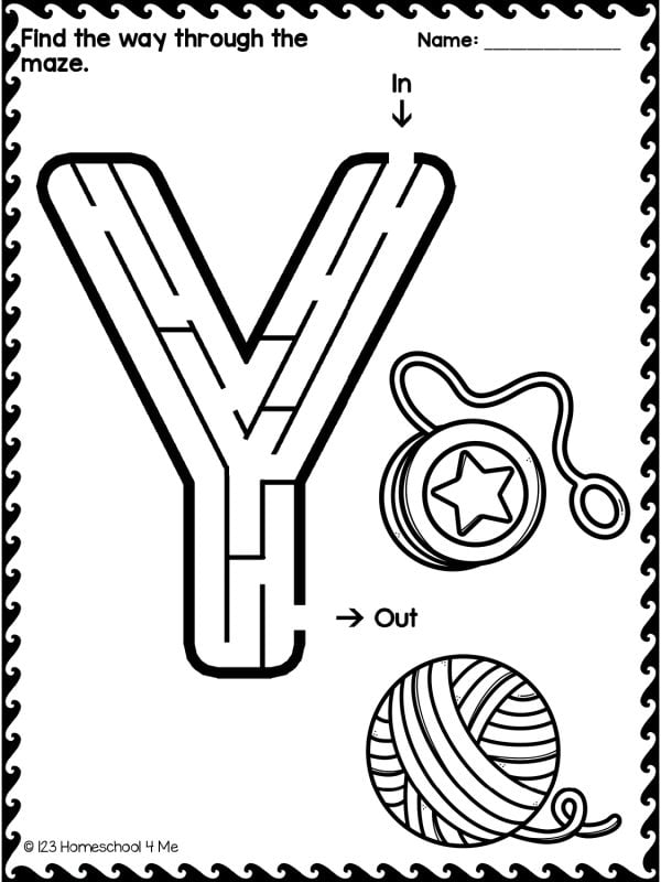 letter y maze