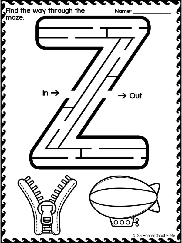 letter z maze