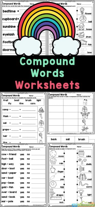 Studnets will love these super cute compound words worksheets! These compound noun worksheet pages allow kindergarten, first grade, and 2nd graders to have fun while completing comound noun exercise pdf activities. Simply download the compound word exercise pack and you are ready to