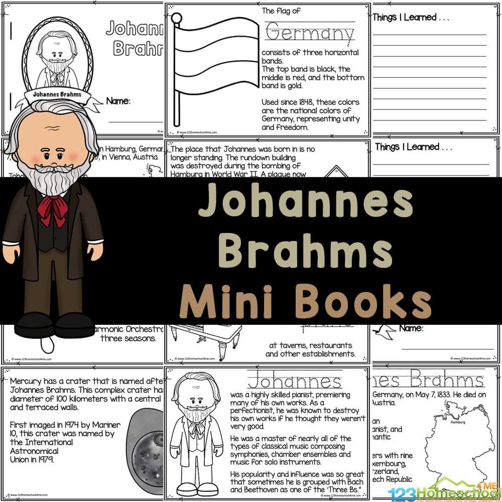 Johannes Brahms for Kids - Read, Color & Learn Mini Books
