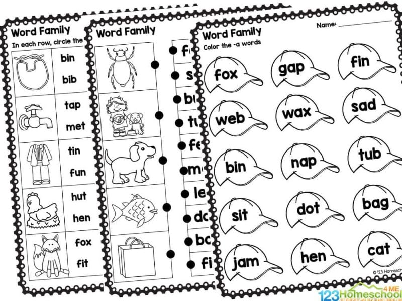 There are sixteen pages in this printable pack which contain the following activities:

Circle the words that match the picture in each row
Say it, unscramble the letters and write the word
Match the picture to the word 
Color the -a words, the -e words, the -i words, the -o words, the -u words
One page for each of the 5 vowels with the following activities - write the words under the pictures, write the words in the boxes, find the words in the word search
Answers included