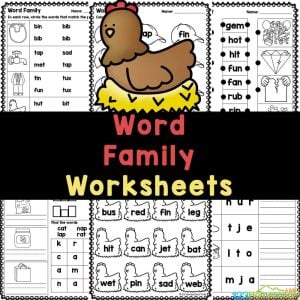 Boost your child's reading skills with our free, fun word family worksheets designed for kindergarten and first grade!