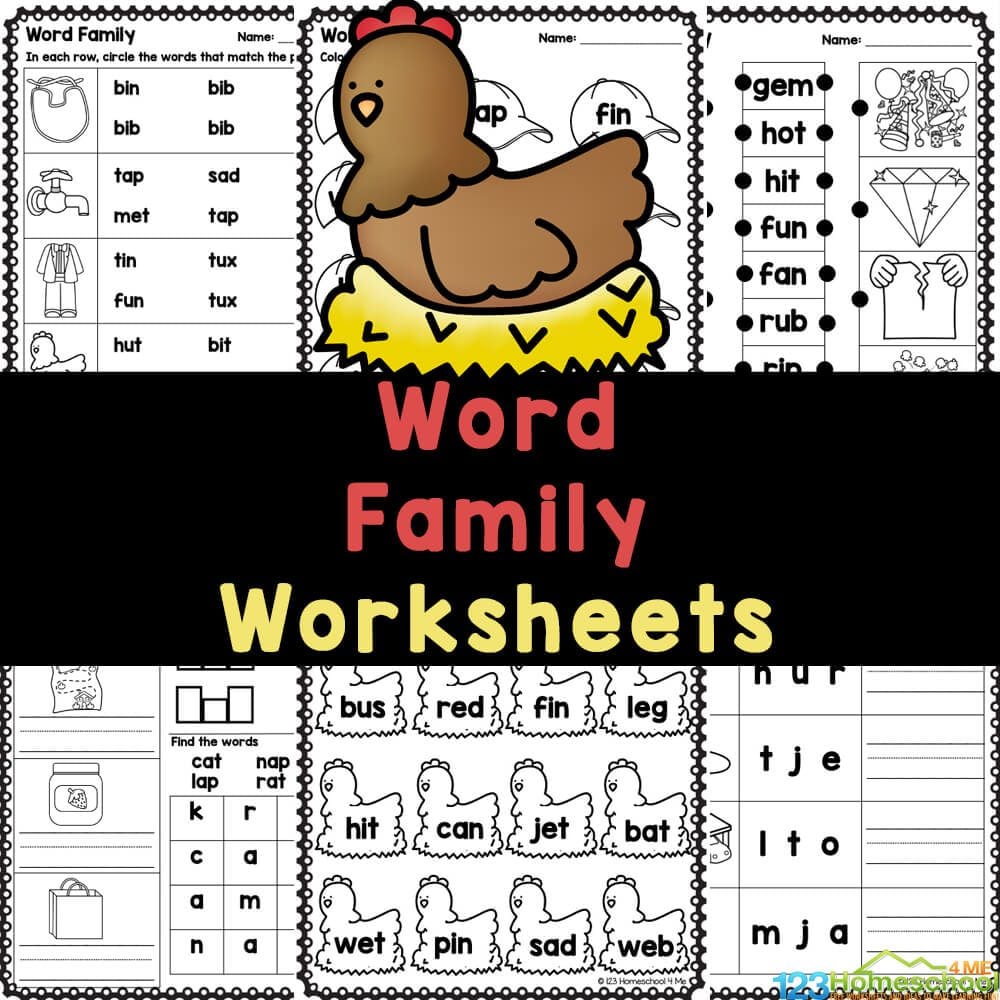 FREE Word Family Activities, image size:1000x1000