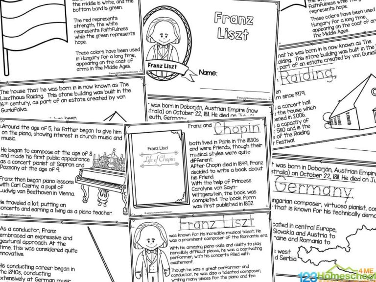 Music Composer Franz Liszt for Kids Mini Booklet