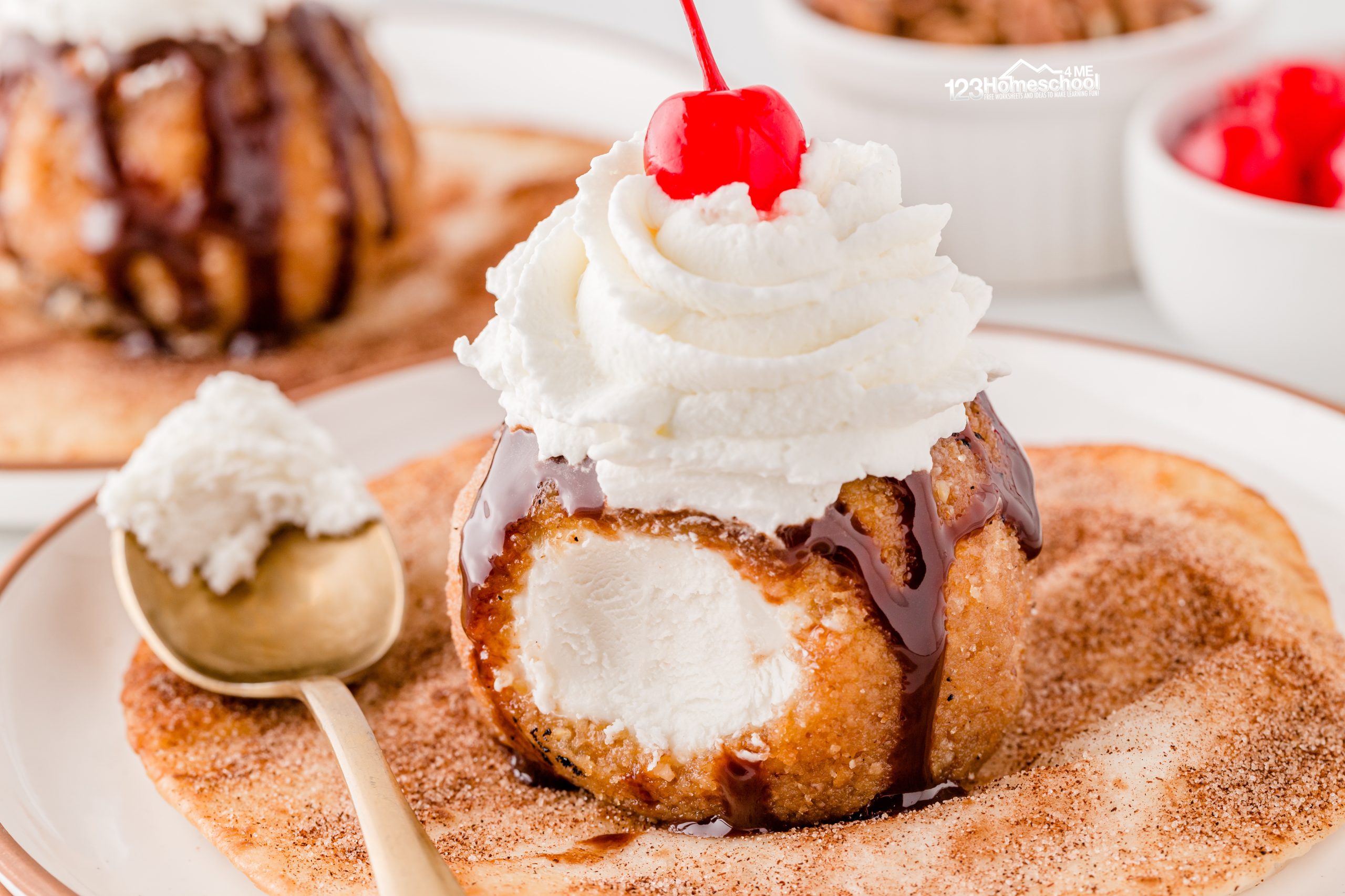 Discover the ultimate recipe for Mexican Fried Ice Cream—a deliciously easy dessert with a crispy coating, cinnamon sugar tortilla base, and chocolate and whipped cream topping!