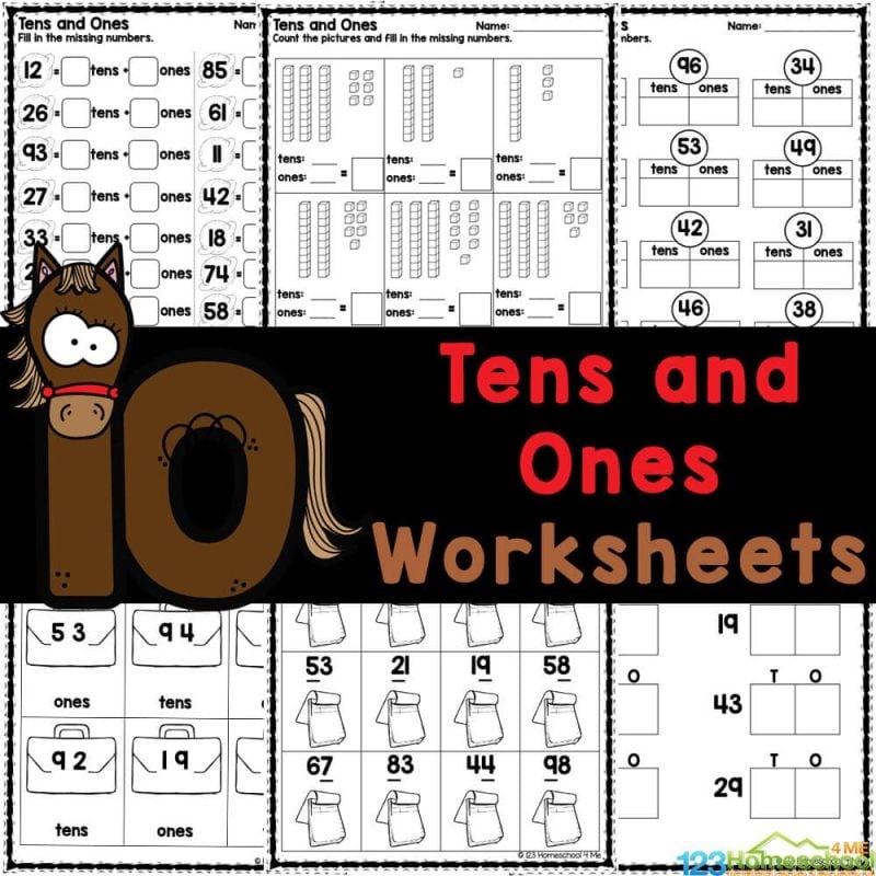 Boost your child's number skills with our free printable tens and ones worksheets, filled with fun math activities for Kindergarten students!