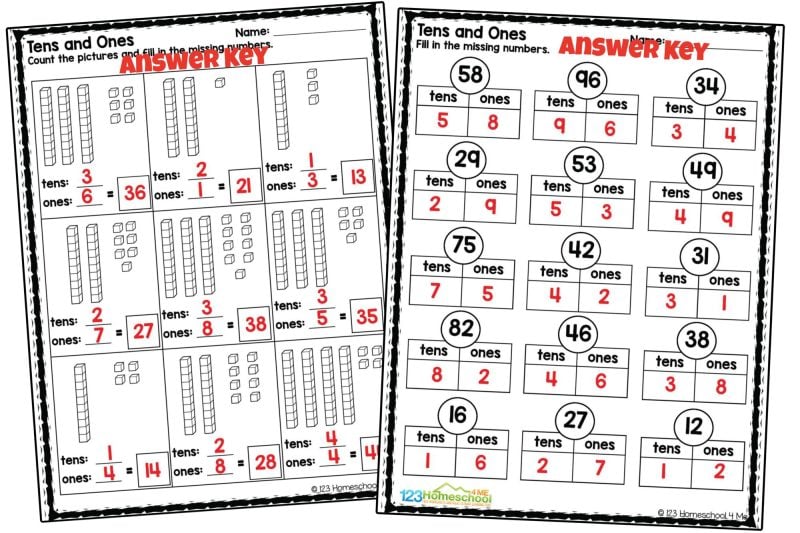 tens and ones worksheet answers We've included the answer key so you can quickly and easily correct your students work!