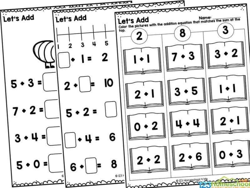 There are a total of 11 pages in this pack.ย The adding activities included in this pack are: Complete the equations - train themed page Complete the equations - ant themed page Write the answer to the equations with a number line Fill in the missing numbers with a number line Count and color the pictures and write in the answer to the equation Color the pictures with the addition equation that matches the sum at the top Answers included