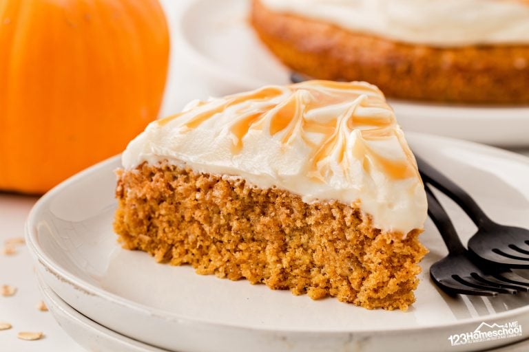 Try our moist and flavorful pumpkin spice cake topped with delicious cream cheese caramel frosting—perfect for cozy fall days!