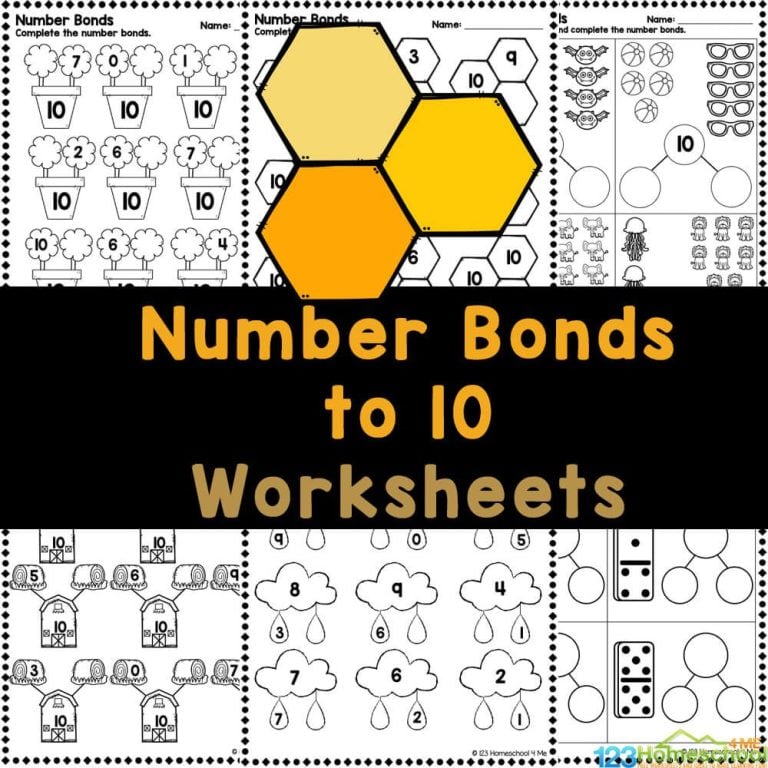 Build a strong math foundation for your little learners with our free Number Bonds to 10 Worksheets, designed for kindergarten students to make learning fun and easy!
