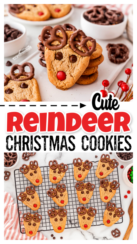 Get ready to impress your friends with the most adorable Christmas cookies ever! This super cute reindeer cookies recipe not only look fantastic, but they taste amazing too! With their soft, delicious peanut butter base, our Christmas Reindeer Cookies are the perfect treat for kids this December. Spread some holiday cheer with these festive delights!