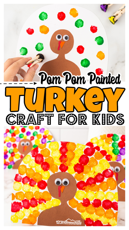 Looking for some fun and creative turkey craft ideas for your little ones? You'll adore this adorable turkey pom pom craft perfect for toddlers and preschoolers this November! Not only is this an easy Thanksgiving craf, but it's also super cute and fully customizable to match your child's unique style. Get ready for a fun-filled crafting session!
