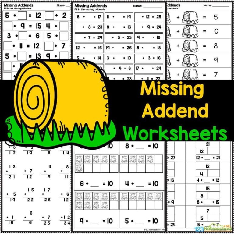 Help your kindergarten and first graders learn about addends and practice finding missing addends with our easy-to-download worksheets, complete with an answer key!