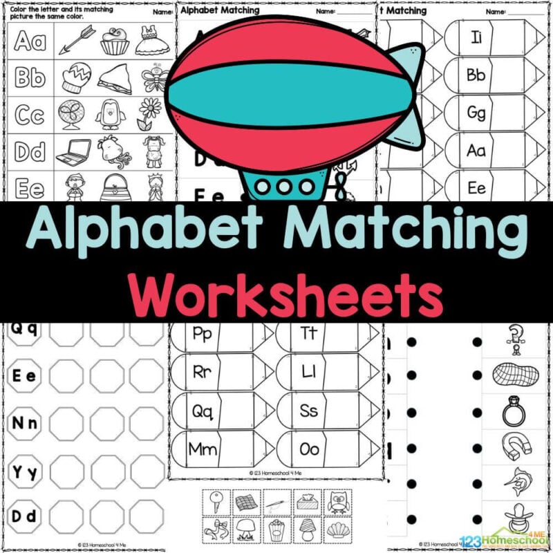 Make learning the alphabet fun with our free printable Letter Picture Matching Worksheets, designed for preschool and kindergarten students featuring engaging activities like matching, cut and paste, coloring, and more!