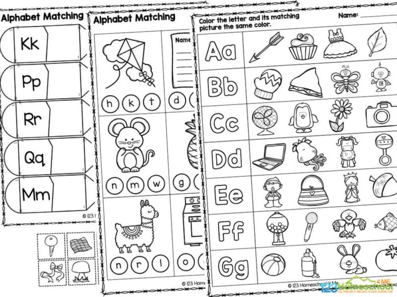 Alphabet matching with pictures worksheet The activities in this pack include:
Match the uppercase and lowercase letter to the picture
Cut and paste the pictures, match them to the uppercase and lowercase letters and paste
Say the name of the picture and color the correct beginning letter
Cut and paste the pictures to complete the pencil puzzles
Color the letters, then color the matching picture