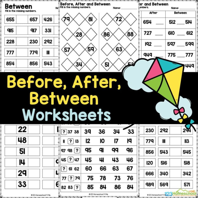 Help your kindergarten and first-grade students strengthen their understanding of number order with free Before After Between worksheetsโjust download and get started!