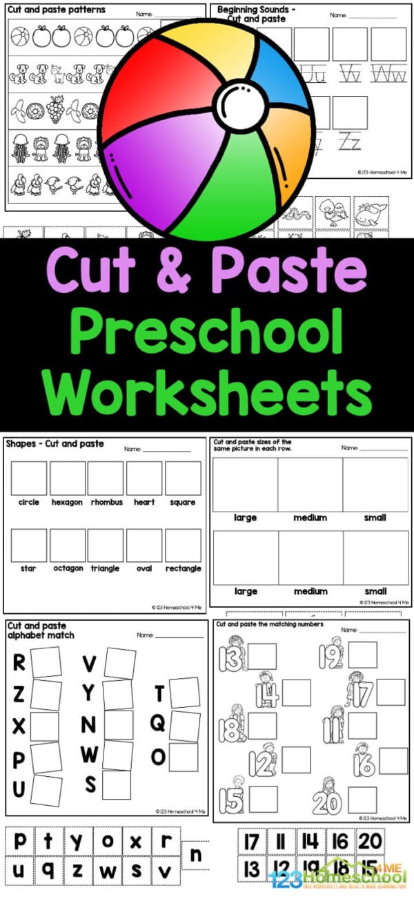 Cut and Paste Preschool Worksheets