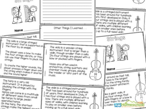 String Instruments for Kids Mini-Book