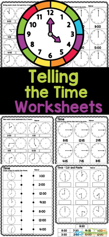 Get ready for some analog clock practice with our free printable Telling the Time Worksheets! This pack of 13 pages includes telling time to the hours, half hour, and 15 minutes. Use our clock worksheets with kindergarten and 1st grade students. Simply download the 1st grade telling time worksheets and you are ready to go!