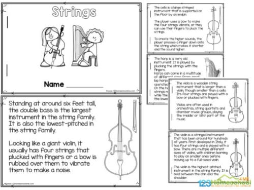 String Instruments for Kids Mini-Book