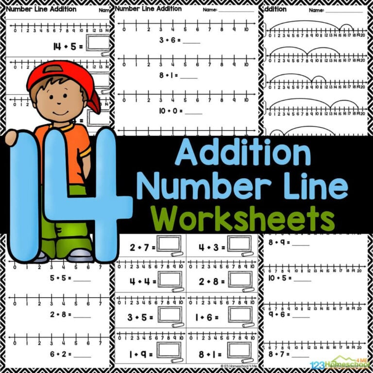 Check out these free printable addition number line worksheets perfect for kindergarten and first grade students to practice adding within 20, complete with an answer key for easy checking!