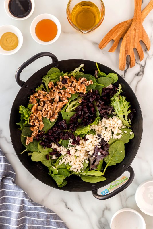 beetroot feta walnut salad Then, generously sprinkle on some chopped apples, tender sliced cooked beets, crunchy walnuts, and creamy feta cheese for the perfect combination of flavors and textures.