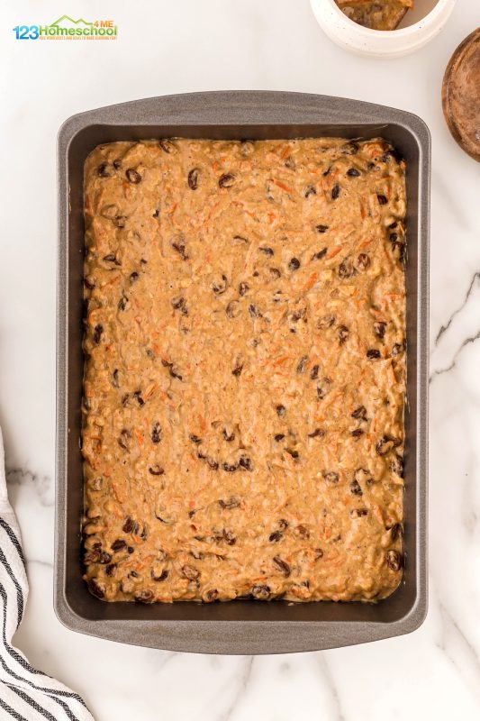 carrot bar recipes Bake your delicious carrot bars in a preheated oven for 35 to 40 minutes. They’re ready when a toothpick inserted in the center comes out clean! Enjoy the delightful aroma wafting through your kitchen!