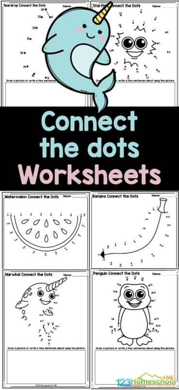 Grab this pack of connect the dots worksheets perfect for helping students work on number sequencing numbers 1-30. There are are 41 pages of free connect dot to dot printables in this set including animals, shapes, fruits, and vegetables. Use these connect dots activity sheets with preschool, pre-k, and kindergarten age students for some educational fun! Simply download the connect the dot sheets and you are ready to play and learn!