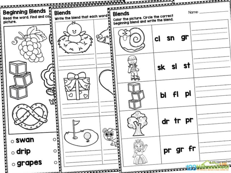 Blending worksheets for kindergarten There are a total of 20 pages of first grade and kindergarten blending sounds worksheets in this pack plus answers. The activities included in this pack are:
Write the blend that each word begins with - two pages
Circle the correct beginning blend and write the blend in the lines - two pages
Circle the correct ending blend and write the blend in the lines - two pages
Read the words, find and color the matching picture - two pages
Blends word search - three pages