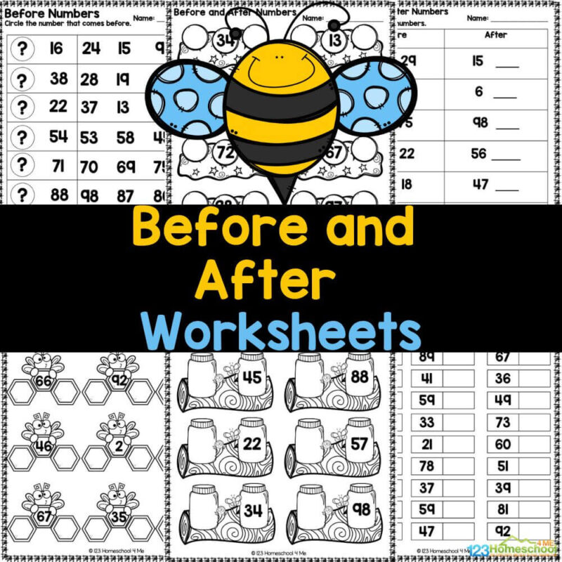 Enhance your child's learning with our free Before and After Number Worksheets, perfect for kindergarten and first grade students to understand numerical order while building a strong foundation in numbers up to 100!