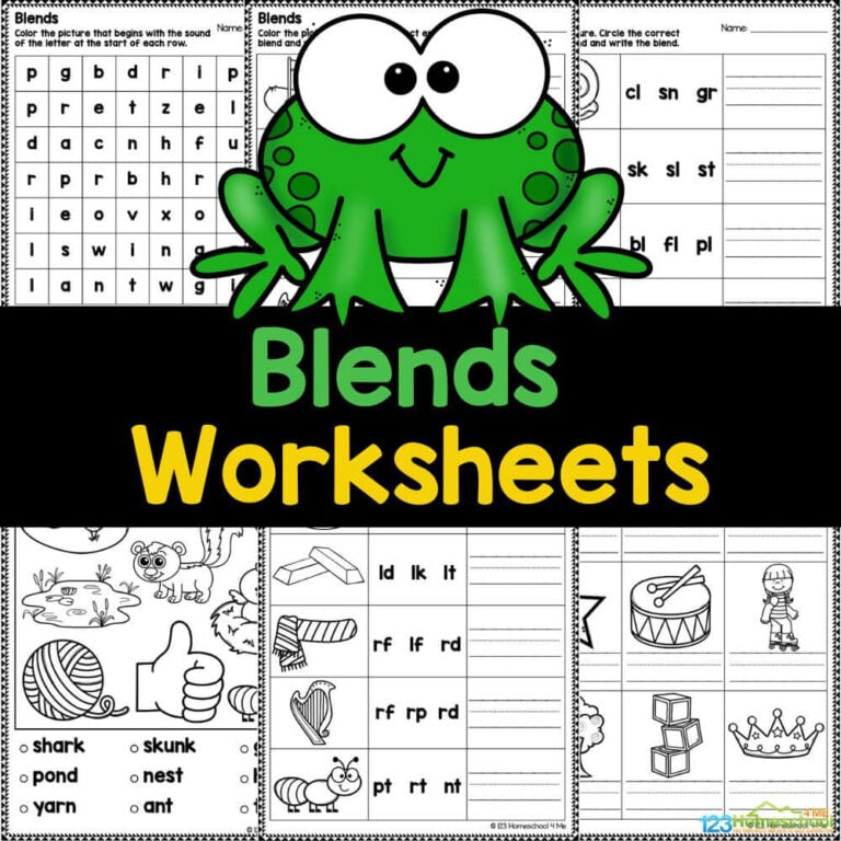 Make learning blends easy and FUN with our FREE blends worksheets for kindergarten and first grade. This set of 20 pages includes beginning and ending consonant blends!