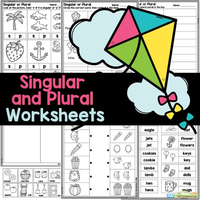 Check out our fun pack of 12 worksheets for preschool and kindergarten kids that teach singular and plural nouns through engaging activities to help them learn!