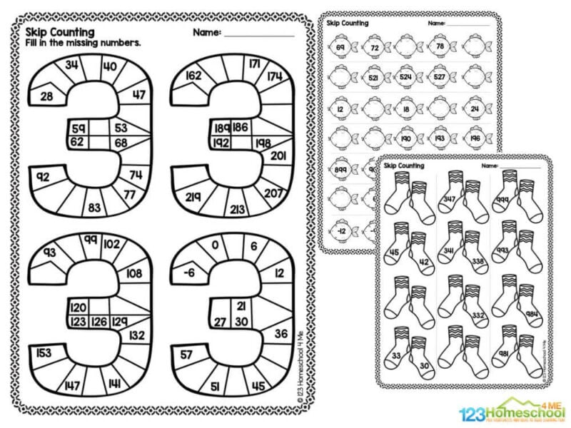 Counting by threes worksheet Connect the dots by counting in 3's
Connect the dots by counting in 3's starting at 30
Draw a line to connect the balls
Fill in the missing numbers in the bubbles
Fill in the missing numbers in the 3's
Answers included
There are a total of twelve pages of activities with answers included.