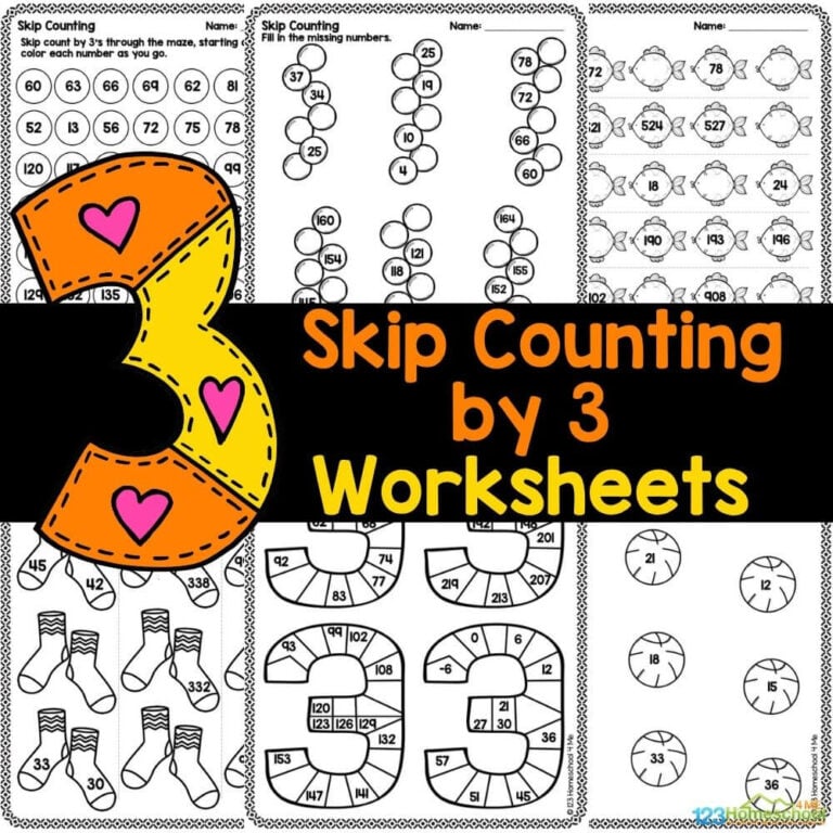 Discover our engaging Skip Counting by 3 Worksheets pack, featuring 12 fun pages of activities and answer keys to make learning enjoyable and effective for your studentsโjust download the PDF and start counting!