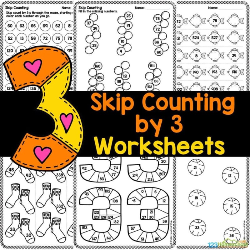 Discover our engaging Skip Counting by 3 Worksheets pack, featuring 12 fun pages of activities and answer keys to make learning enjoyable and effective for your students—just download the PDF and start counting!