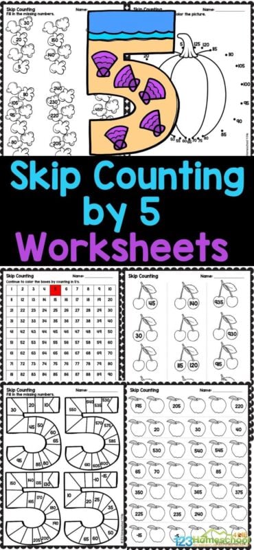 Looking for a fun way to help kids master skip counting by 5? Check out our Skip Counting by 5 Worksheets pack! With 12 engaging pages and answer keys included, checking work has never been easier. This set of count by 5's worksheet pages features a variety of activities such as coloring a 100s chart box, skip counting exercises, fill-in-the-blank questions, "what comes next" challenges, and so much more. Simply download the counting by 5's worksheet PDF and make learning enjoyable and effective for your students! Looking for a fun way to help kids master skip counting by 5? Check out our Skip Counting by 5 Worksheets pack! With 12 engaging pages and answer keys included, checking work has never been easier. This set of count by 5's worksheet pages features a variety of activities such as coloring a 100s chart box, skip counting exercises, fill-in-the-blank questions, "what comes next" challenges, and so much more. Simply download the counting by 5's worksheet PDF and make learning enjoyable and effective for your students!