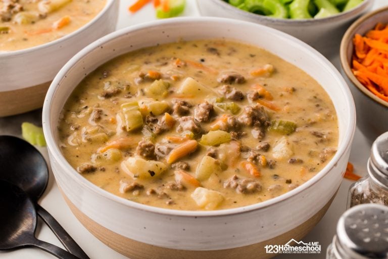 Try our easy and delicious Cheeseburger soup that captures the flavor of a bacon cheeseburger with added potatoes for extra heartiness!