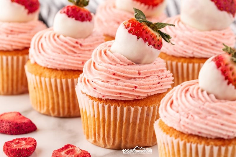Get ready to indulge in the ultimate summer treat with these light and moist strawberry cupcakes topped with irresistibly delicious white chocolate strawberry frosting!