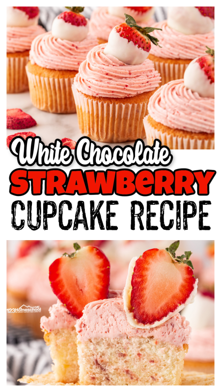 Ready to meet your new favorite summer dessert! These strawberry cupcakes are light, moist, and the perfect cupcake recipes for June and July. But the best part is the lucious strawberry frosting recipe. This white chocolate strawberry frosting is insanely good - I could eat the whole batch with a spoon. Ready to try the best strawberry cupcake recipe? Let's go! Ready to meet your new favorite summer dessert! These strawberry cupcakes are light, moist, and the perfect cupcake recipes for June and July. But the best part is the lucious strawberry frosting recipe. This white chocolate strawberry frosting is insanely good - I could eat the whole batch with a spoon. Ready to try the best strawberry cupcake recipe? Let's go!