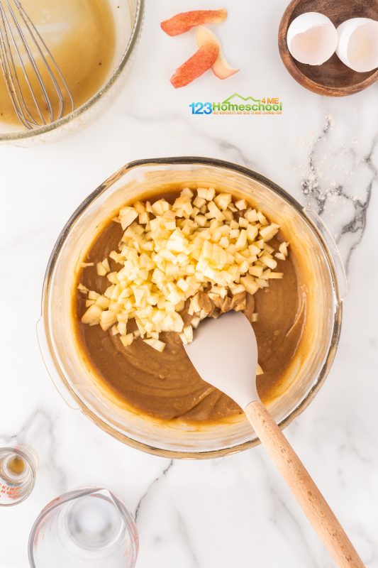 Apple caramel cupcakes Gently mix the wet ingredients into the dry ingredients until just combined. Don’t worry if there are a few lumps—this is totally normal! Next, fold in the apples.