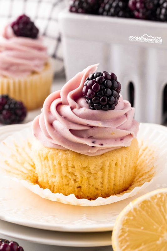 Blackberry frosting recipe These cupcakes are so moist and bursting with flavor. My kids love the complimentary blackberry frosting, but if you are more traditional - opt for a tangy cream cheese frosting.