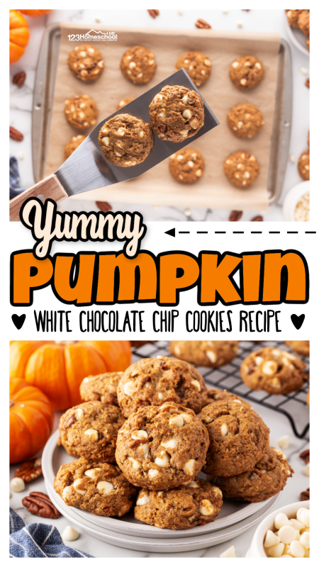 Indulge in the flavors of fall with these irresistible pumpkin white chocolate chip cookies! This mouthwatering pumpkin cookies recipe blends wholesome pumpkin, oats, and crunchy pecans with rich butter, spices, and creamy white chocolate for an unforgettable treat. Get ready to savor the essence of autumn in every bite!