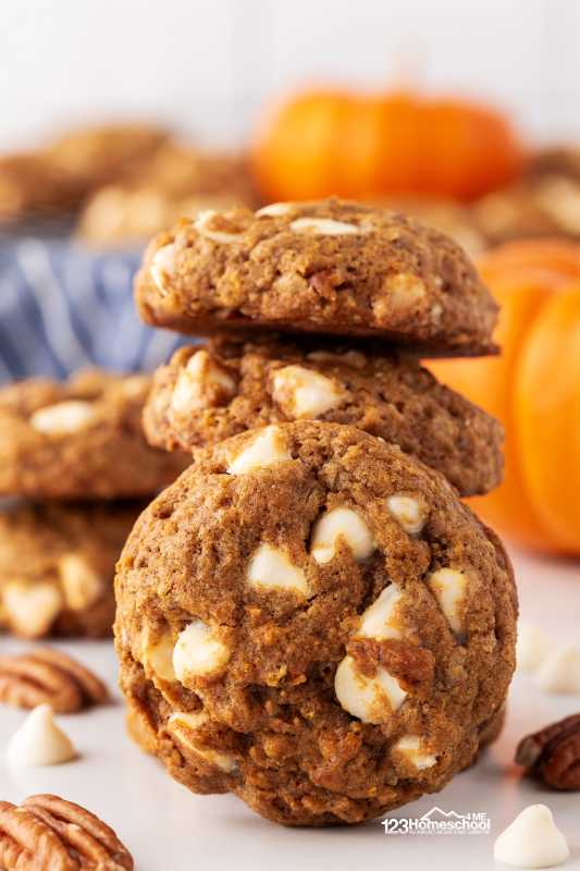 Pumpkin cookies white chocolate chips With the delightful addition of hearty oats, crunchy pecans, and velvety chocolate chips, each bite is a satisfying burst of deliciousness. You won’t be able to resist!