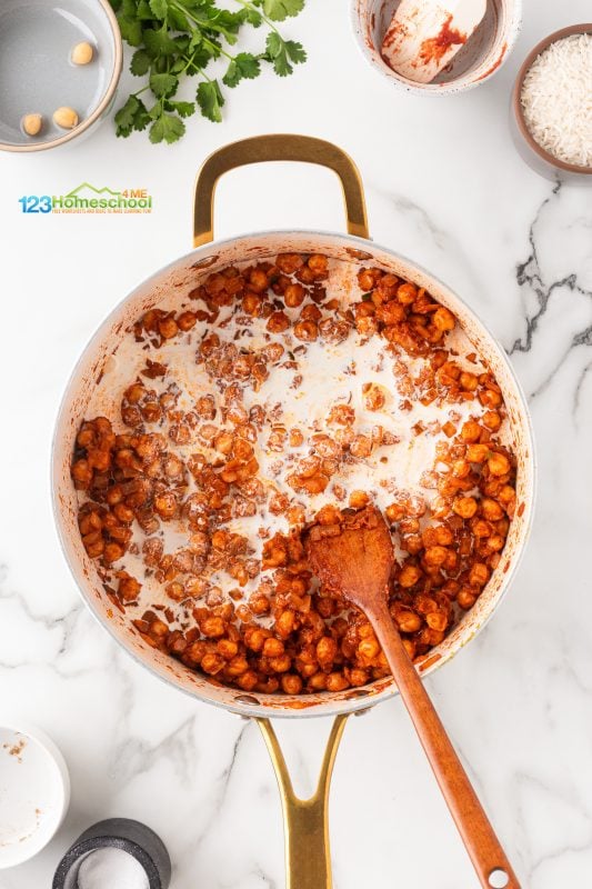 Add in the cream, a pinch of salt, and 1 cup of water. Bring the mixture to a simmer over medium-high heat. Once it’s simmering, reduce the heat to low and let it continue to simmer, stirring occasionally. Cook until the sauce reduces and thickens, about 10 to 15 minutes. add heavy cream