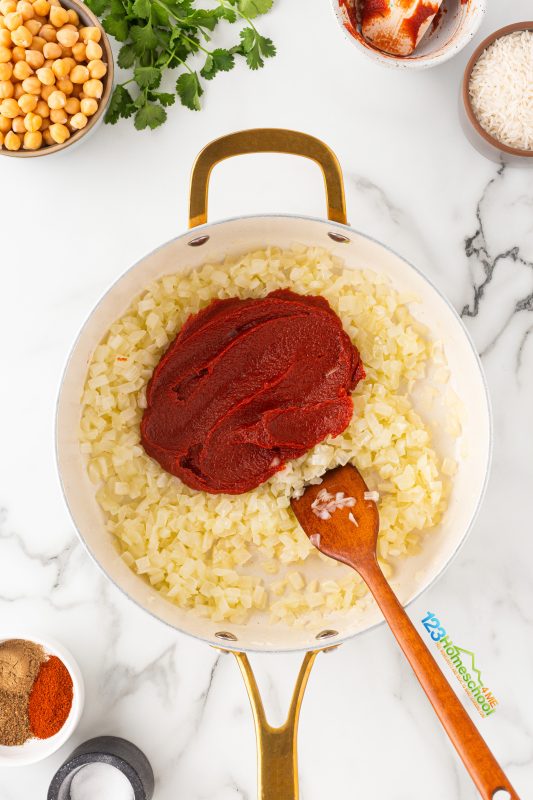 Stir in the tomato paste. Cook the mixture, stirring constantly, for about 4 to 5 minutes until it becomes rich and dark. homemade indian food