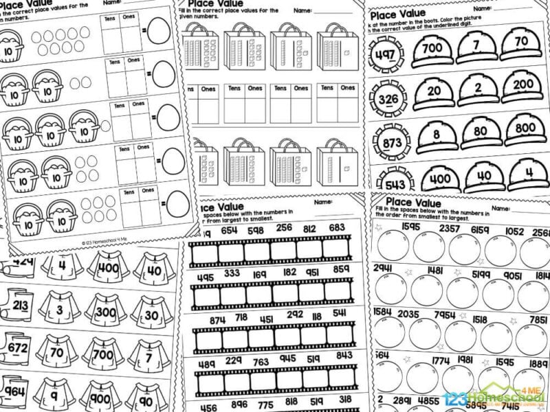 The place value activities included in this pack are: Color the picture that contains the correct place value Fill in the spaces with the numbers from largest to smallest Fill in the spaces with the numbers from smallest to largest Count and write the numbers in the correct place - tens and ones Trace, show and expand the numbers Fill in the correct place values Answers are included